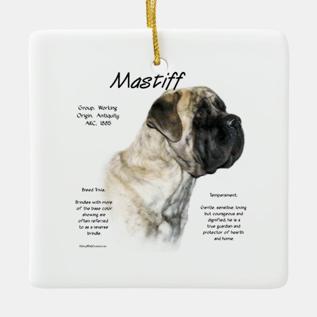 Reverse Brindle Mastiff History  Ceramic Ornament (Front)