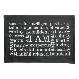 Reverse Colours Daily I AM Positive Affirmations Pillowcase