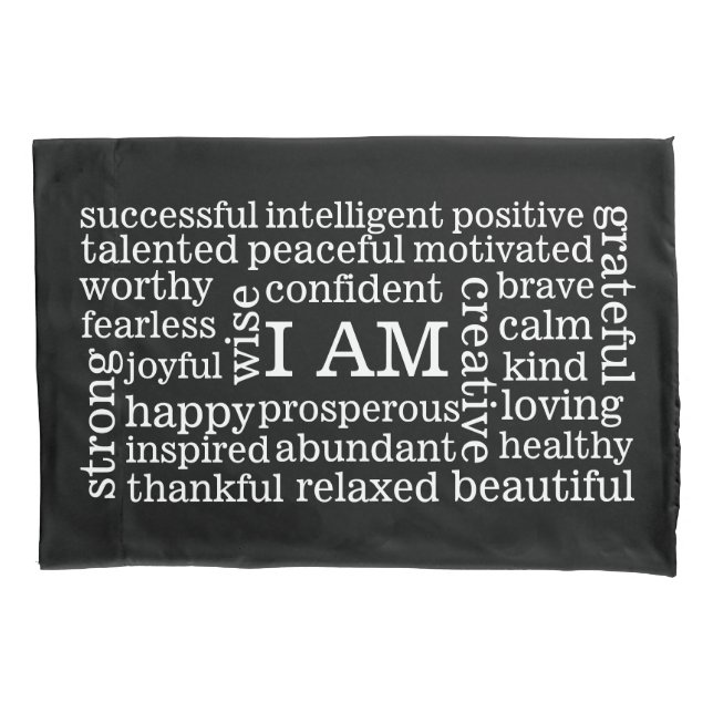 Reverse Colours Daily I AM Positive Affirmations Pillowcase (Front)