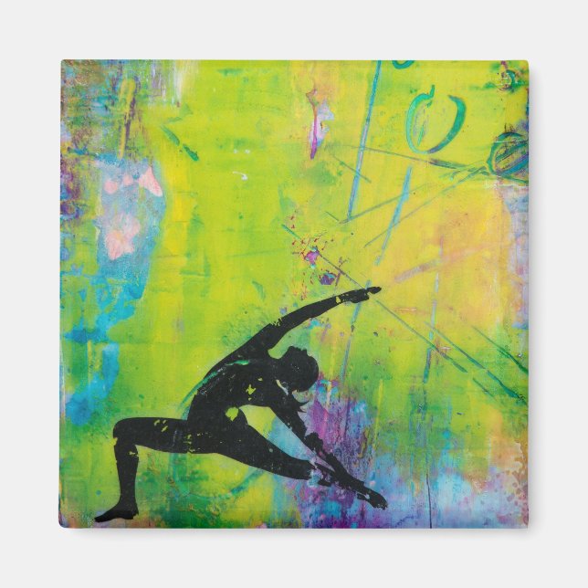 Reverse Guerrier Yoga fille Magnet Carré (Devant)