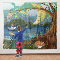 Reverse Idyllic Riverside Wildlife Illustration
