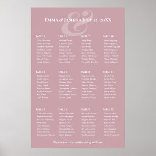 REVERSE Mauve Ampersand Wedding 12 Seating Chart