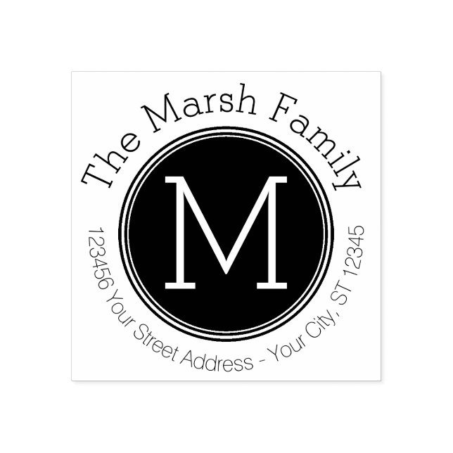 Reverse Monogram with Name and Return Address Rubber Stamp (Imprint)