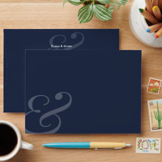 REVERSE Navy Ampersand Wedding Return Address | Envelope
