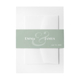 Reverse Sage Wedding Invitation Belly Band | Name