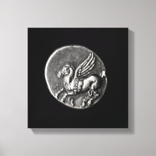 Reverse side of coin depicting Pegasus Canvas Print