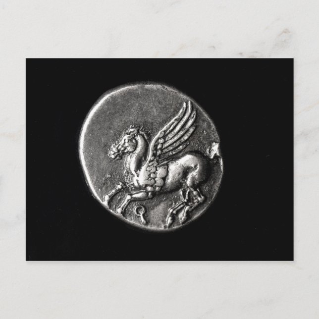 Reverse side of  coin depicting Pegasus Postcard (Front)