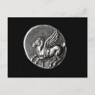 Reverse side of coin depicting Pegasus Postcard