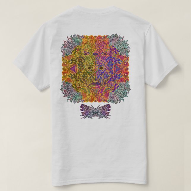 Reverse Sunburst Mask With Moth Motif T-Shirt (Design Back)