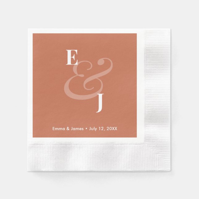 REVERSE Terracotta Ampersand Wedding | Custom Napkin (Front)