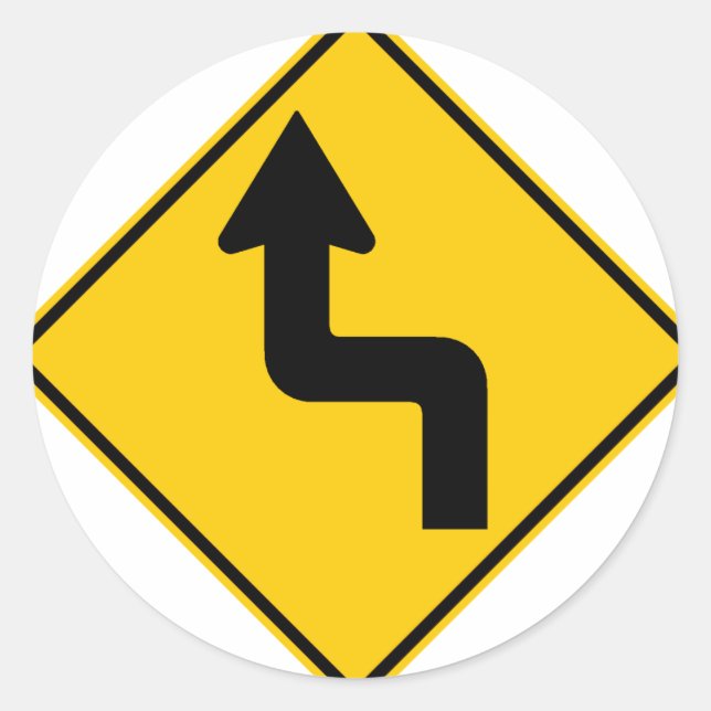 Reverse Turn (Left) Highway Sign Classic Round Sticker (Front)