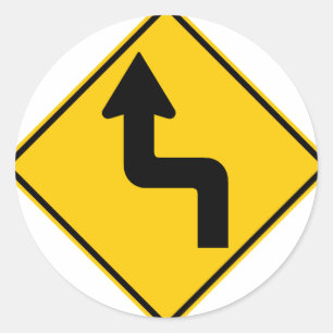 Reverse Turn (Left) Highway Sign Classic Round Sticker