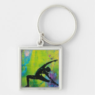 Reverse Warrior Yoga Girl KeyChain