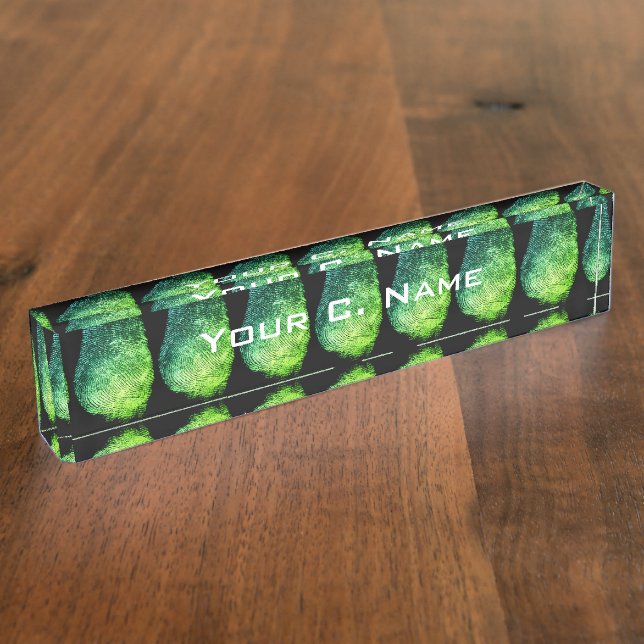 Reversed Loop Fingerprint Greenish Nameplate (Side)