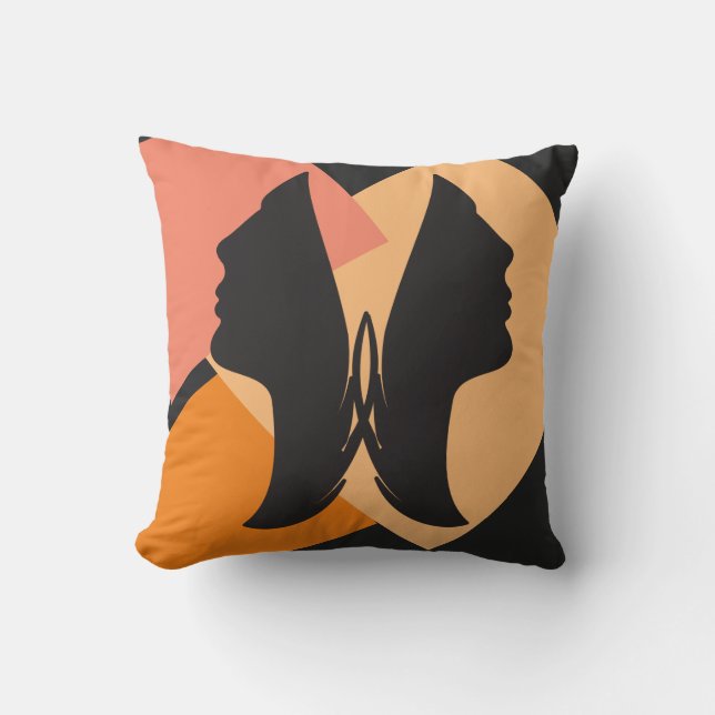 Reversible Abstract Joined Two Faces   Throw Pillo Throw Pillow (Front)