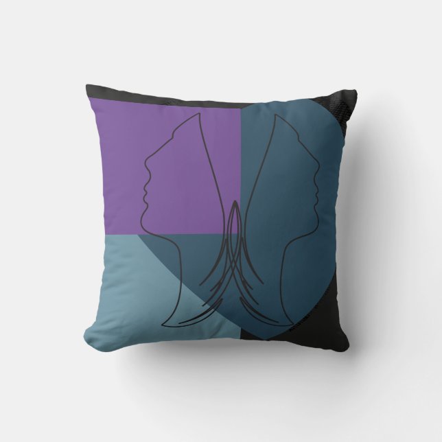 Reversible Abstract Joined Two Faces   Throw Pillow (Front)