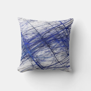 Reversible Abstract Textured Blue and White Pillow