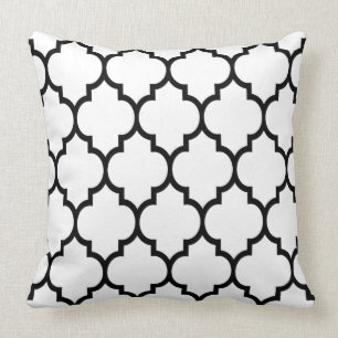 Reversible Black And White Quatrefoil Pattern Throw Pillow
