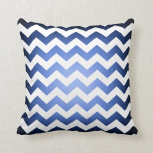 Reversible Blue Black Fade Chevron Pattern Cushion
