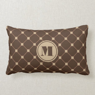 Reversible Brown and Tan Diamond Throw Pillow