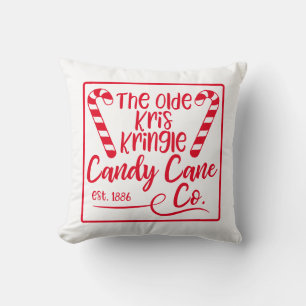 Reversible Candy Cane Co Christmas Throw Pillow