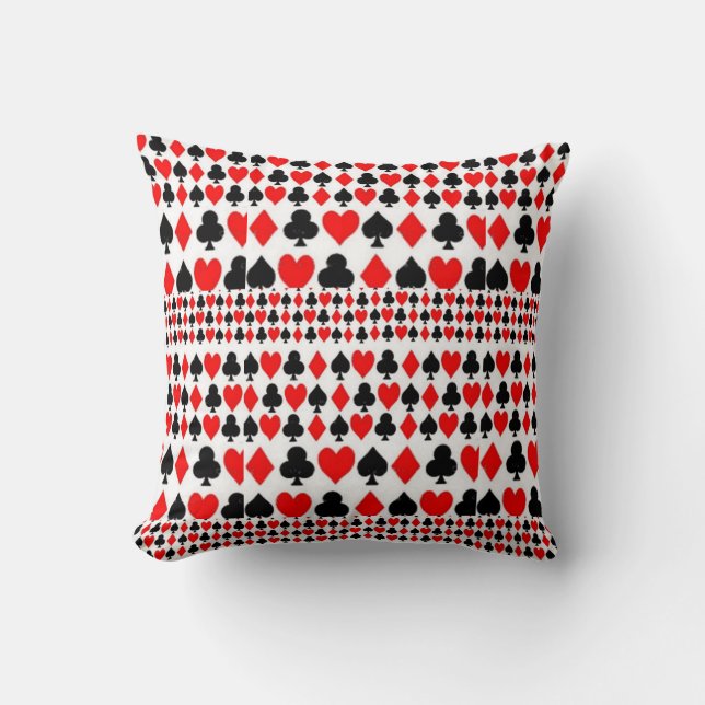 REVERSIBLE CASINO NIGHTS CARDS PATTERN ART THROW PILLOW (Front)