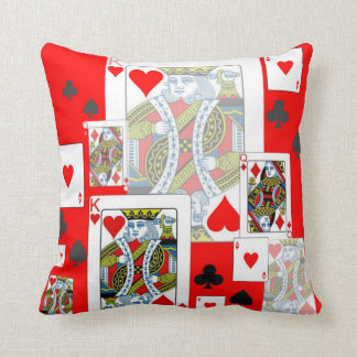 REVERSIBLE CASINO NIGHTS CARDS PATTERN ART THROW PILLOW