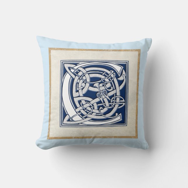 Reversible Celtic C Initial Throw Pillow (Front)