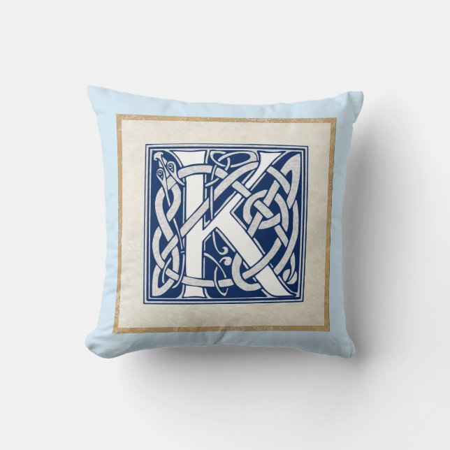 Reversible Celtic K Initial Throw Pillow (Front)