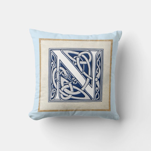 Reversible Celtic N Initial Throw Pillow (Front)