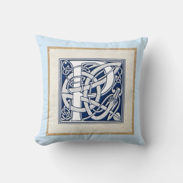 Reversible Celtic P Initial Throw Pillow (Front)