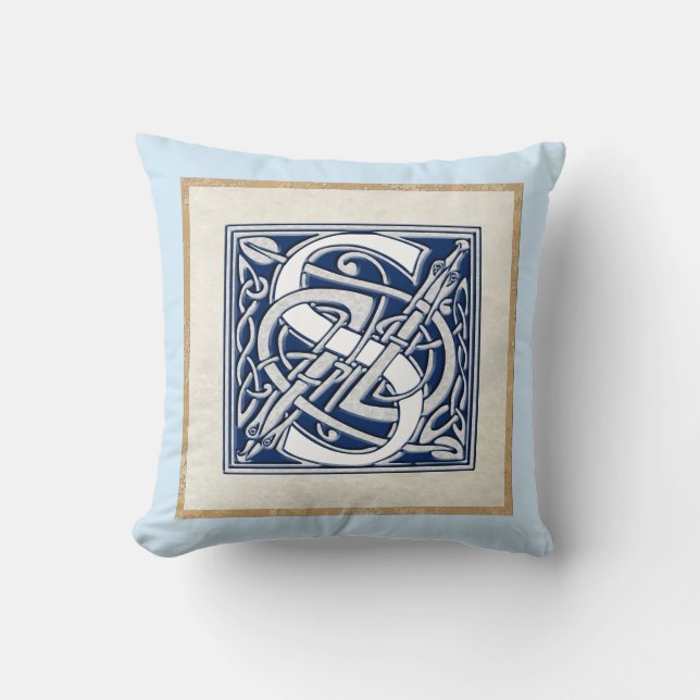 Reversible Celtic S Initial Throw Pillow (Front)
