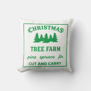Reversible Christmas Tree Farm Throw Pillow