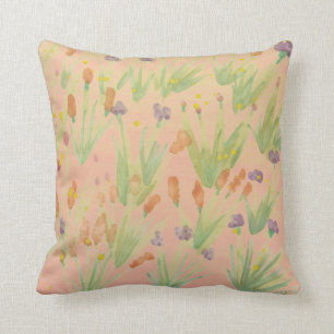 Reversible Coral and Green  Home Throw Pillow