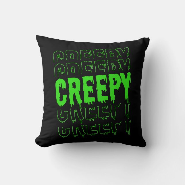 Reversible Creepy Halloween  Throw Pillow (Front)