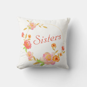 Reversible Custom Sisters Pillow With Flowers