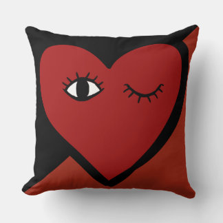 Reversible Cute Red Love Face Heart Throw Pillow