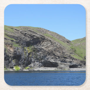 Reversible Dragon Face Rock Cliffs Skye Square Paper Coaster