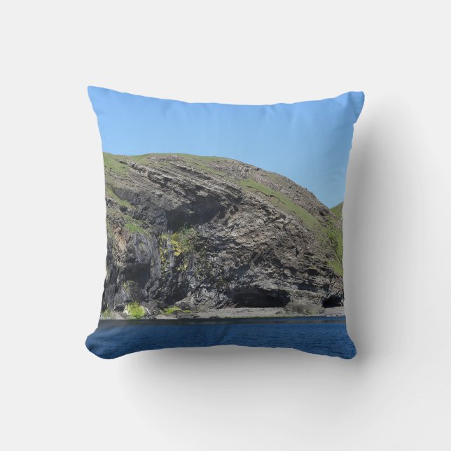 Reversible Dragon Face Rock Cliffs Skye Throw Pillow (Front)