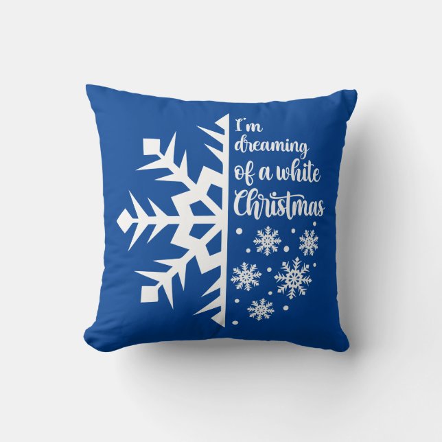 Reversible Dreaming Of A White Christmas Snowflake Throw Pillow (Front)
