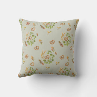 Reversible Fall Harvest Pillow: Beige & Green Throw Pillow