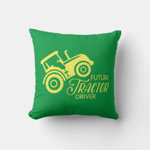 Reversible Future Tractor Driver Throw Pillow