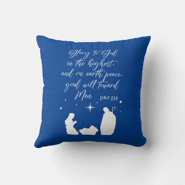 Reversible Glory To God In The Highest Nativity Throw Pillow (Back)