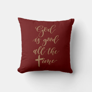 Reversible God Is Good All The Time with Cross Throw Pillow