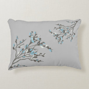 Reversible Grey and Soft Blue Accent Pillow 