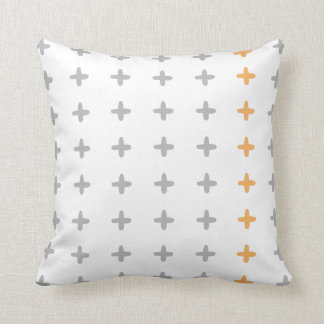 Reversible Grey + Orange Cross Throw Pillow
