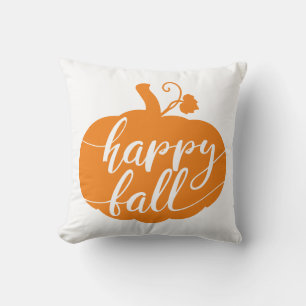 Reversible Happy Fall Pumpkin Throw Pillow