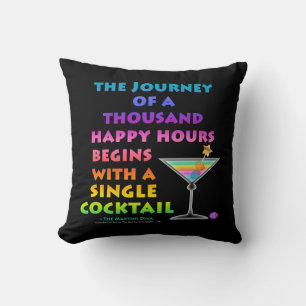 REVERSIBLE Journey of a Thousand Happy Hours - Mar Throw Pillow
