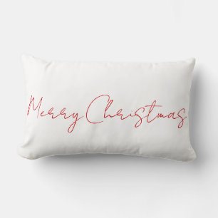 Reversible Merry Christmas Red White Minimalist Lumbar Pillow