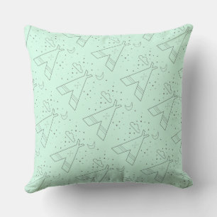 Reversible Mint Tribal Tepee Pattern Design Pillow